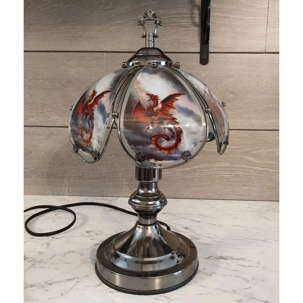Ok Lighting Fantasy Red Dragon Panel Lamp 3 Way Sensor Touch 14.25
